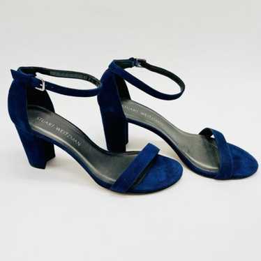Stuart Weitzman Nearlynude Navy Blue Suede High He