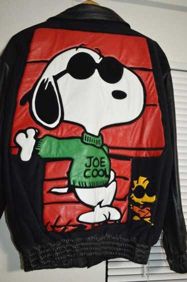 美品90s American toons Snoopyレザージャケット RARE Limited XL Peanuts Snoopy American Toons Genuine