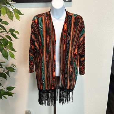 Tea & Rose Bohemian Open Front Fringe Jacket In So