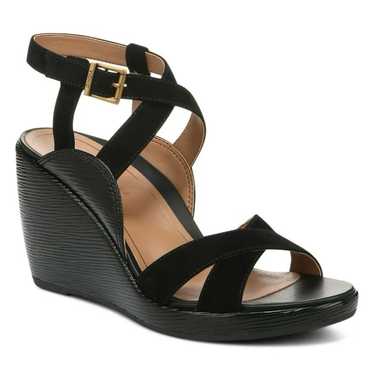 Nwob Vionic Bonita Crisscross Wedge Sandals Black 
