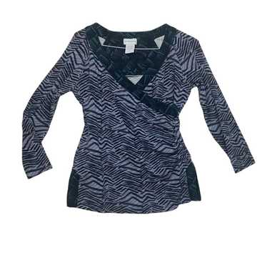 Soft Surroundings Womens Medium Faux Wrap Blue Str