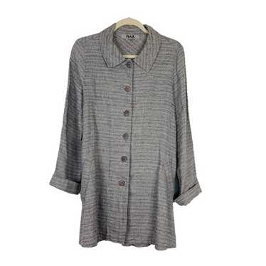FLAX Womens 100% Linen Button Up Long Jacket Size 