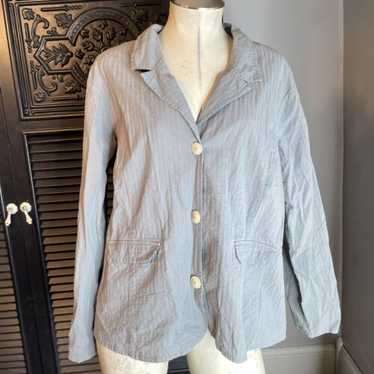 FLAX 100% Cotton Gray Textured Button Top Jacket P