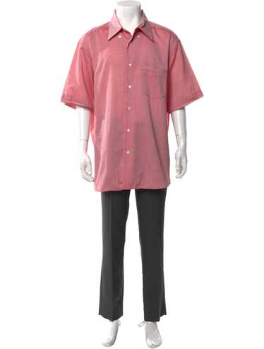 Brioni Shirt Red Button-Down Collar Short Sleeve