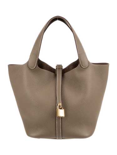 Hermès Top Handle Bag Étoupe Clemence Leather Gold