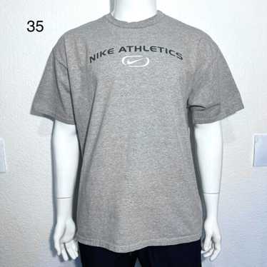 Vtg NIKE Athletics Men T-Shirt XL Oval Swoosh  Gra