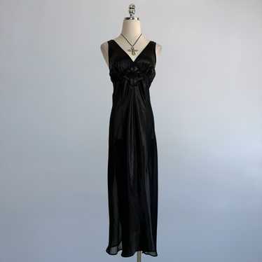 Vintage Y2k Black Side Mesh Elegant Slip Dress