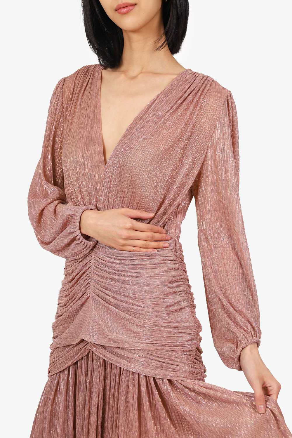 Maje Pink Glittery Cinched Detailed Dress Size 42