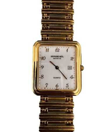 RAYMOND WEIL 18k ゴールドプレート 動作未確認 Raymond Weil 18K Gold Electroplated Striped Face Quartz