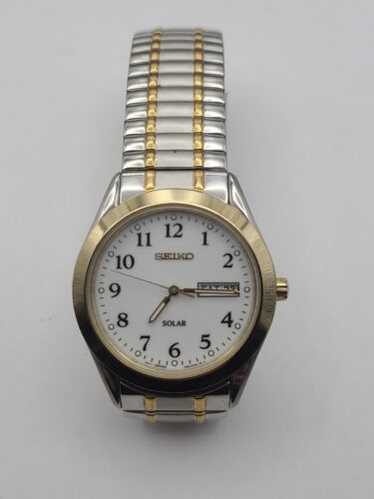 良品 SEIKO セイコー ゴールド V158 ソーラー 腕時計 メンズ デイト