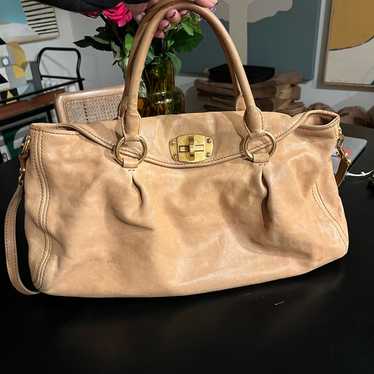 Elegant Miu Miu Tan Buttery Soft Leather Handbag … - image 1