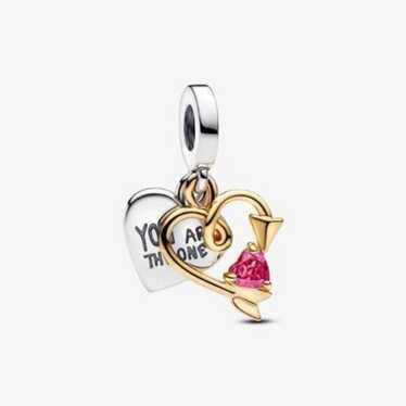 Pandora Engravable Heart & Arrow Double Dangle Cha