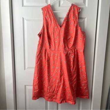 Lane Bryant Orange Floral Tank Dress Plus Size 26