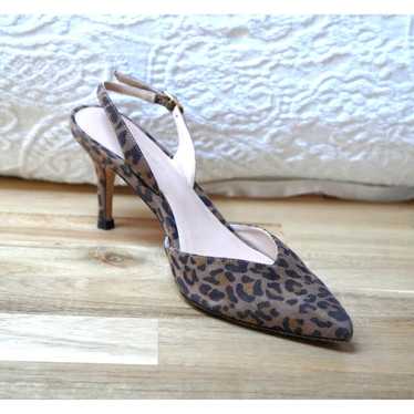 Stuart Weitzman Leopard Print Suede Slingbacks Pu… - image 1