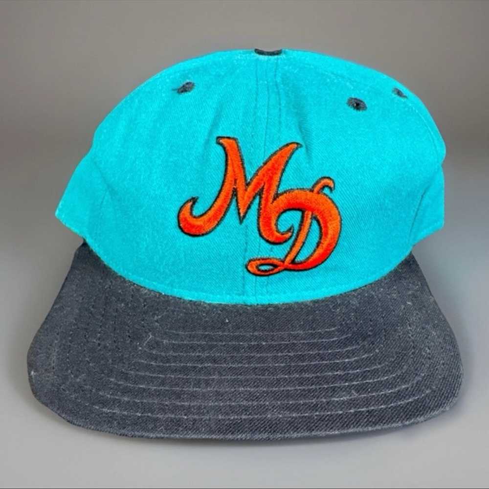 MIAMI DOLPHINS NEW ERA SNAP BACK MD SCRIPT HAT CAP VINTAGE USA MADE