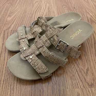 Nwob Vionic Comfort Cork Tan Wedge Block Sandals S