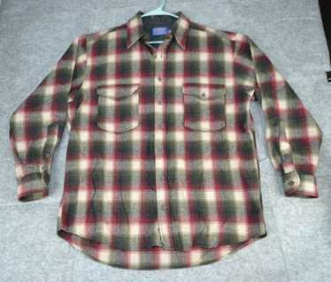 Pendleton Flannel Button Up Men’s Sz L Burgundy 10