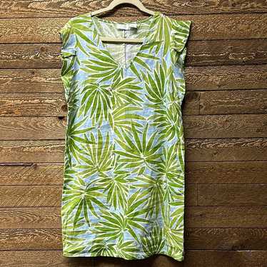 Sigrid Olsen 100% Linen Dress Size M Tropical Leaf