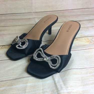 Nwot Torrid 10ww, Rhinestone Black Satin Mule. Wid