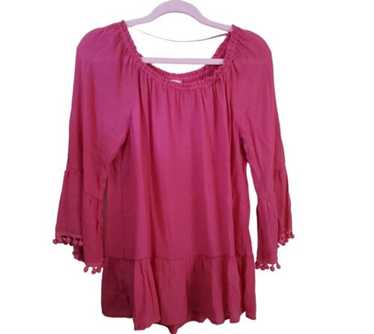 Spense Off Shoulder Or On Fuscia Peplum Bell Sleev