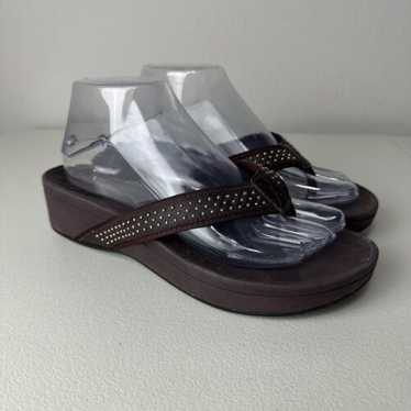 Vionic Purple Maroon Kehoe Platform Wedge Thong Sa