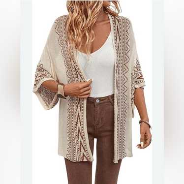 Women's Cream and Brown Southwestern Tribal Print 