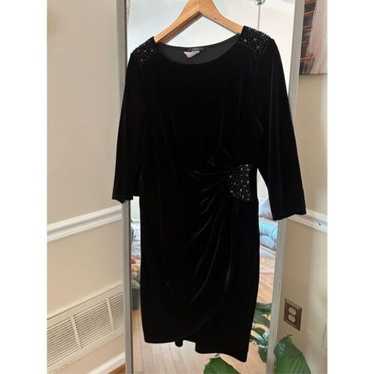 Msk Velvet Beaded Sheath Dress Size 10 Black