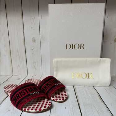 Christian Dior Dway Red Logo Toile De Jouy Platform Slide