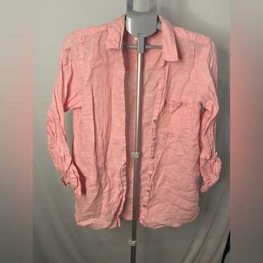 Sigrid Olsen Light Pink 100% Linen Button Down Shi