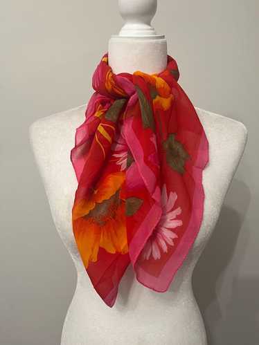 Vintage Halston silk floral scarf, tropical floral