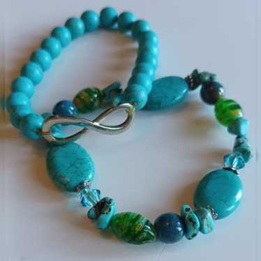 Turquoise Gemstone Stretch Bracelet Set