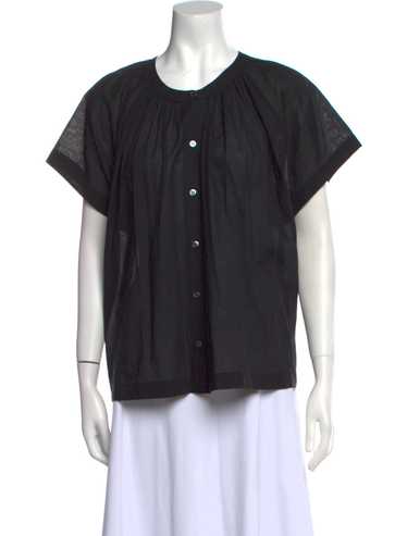 Jenni Kayne Button-Up Top Black Short Sleeve
