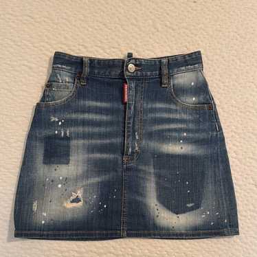 【関税&送料込】Dsquared Mini Skirt Dsquared2 - Black raw cut denim mini skirt with half slit
