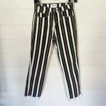 FRAME Le Sylvie Band Stripe Straight Leg High Rise