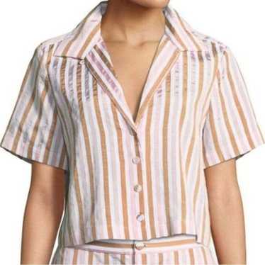 Frame striped button down short sleeve top