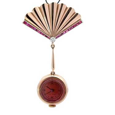 Vintage Retro Mathey Tissot Ruby & Diamond Fan St… - image 1