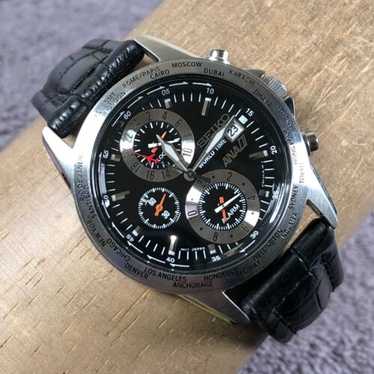 【極美品】SEIKO セイコー クロノグラフ ワールドタイム5T82-0AD0 Yahoo!オークション -「セイコー 5t82」(セイコー) (さ行)の落札