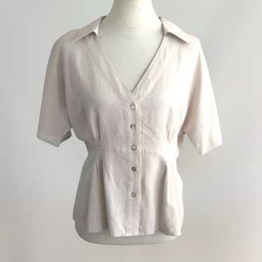 POL Cream short sleeve button down top