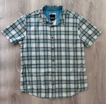 Prana Short Sleeve Plaid Button Up Sz L