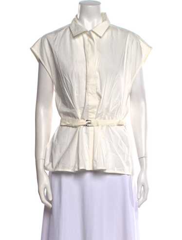 Posse Button-Up Top White Short Sleeve with Collar