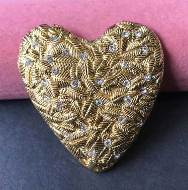 【ヴィンテージ】POGGI PARIS ブローチ　ハート　ゴールド Poggi paris heart huge - Gem