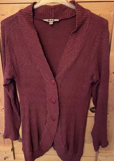 Flax womens 3 Button Long sleeve Burgundy/Wine Car