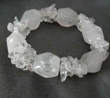 Chunky Quartz Bead Gemstone Chip Stretch Bracelet 