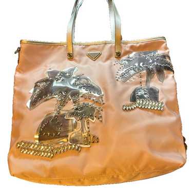 Prada Pink and Silver Palm Tree Tote Bag