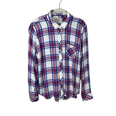 Rails Hunter White Azure Scarlet Plaid Button Down