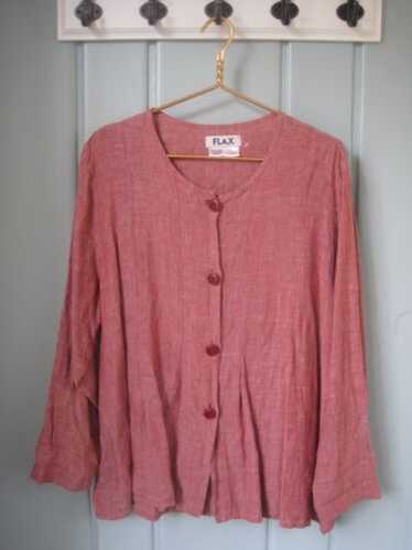 Flax Womens Large Tunic Shirt Linen Long Sleeve 12