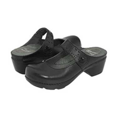 Dansko Solitaire Leather Mule Clogs Black Size 7