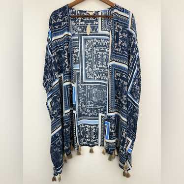 ODDY One Size Women’s Blue Beige Tassel Boho Bohem