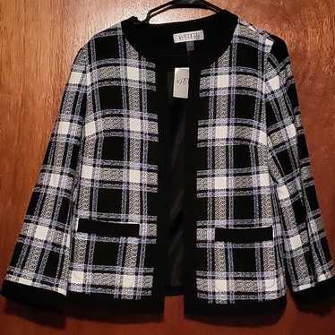 NWT Kasper black cream open front corpcore blazer 
