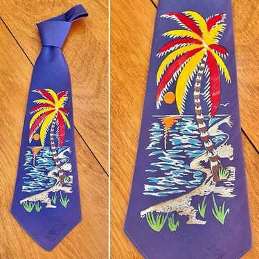 1940s Vintage Palm Island Of Miami Hand Painted Pa